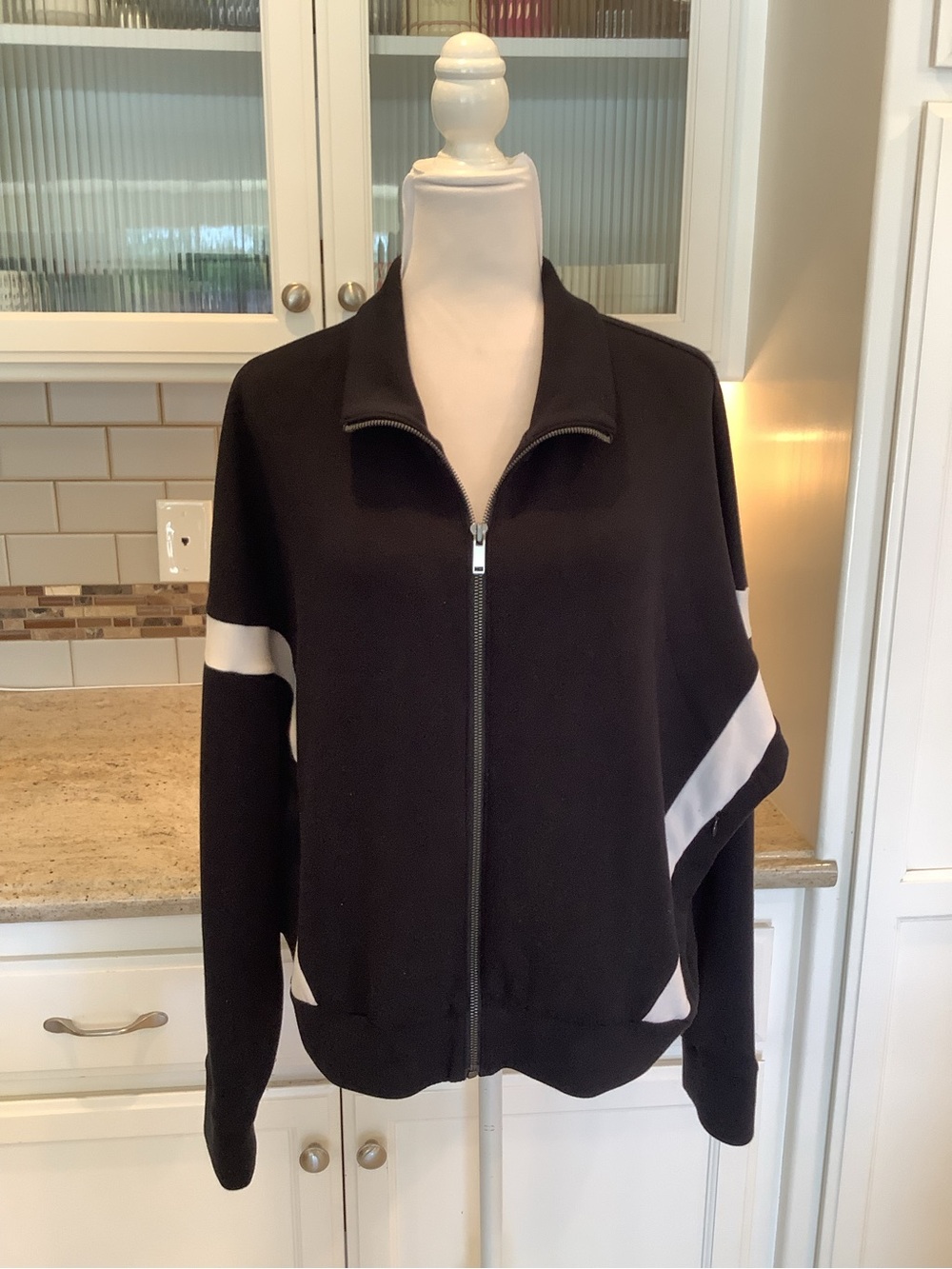SPANX Black AirEssentials Jacket with White Stripe Accents
